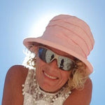 ladies pink linen sun hat